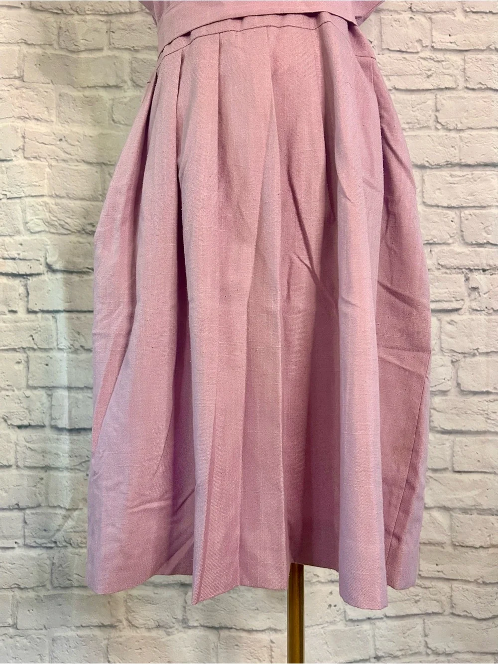 Vintage Lavender Dress w Belt Criss Cross Neckline Pleated Dapper Pinup Twee